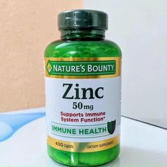 Viên uống bổ sung kẽm Nature’s Bounty Zinc 50mg 400 viên, da & miễn dịch