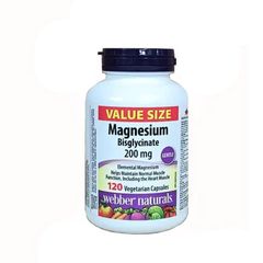 Viên Uống Bổ Sung Magie Webber Naturals Magnesium Bisglycinate 200mg - Hỗ Trợ Sức Khỏe Thần Kinh Và Cơ Bắp, 60 Viên