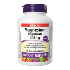 Viên Uống Bổ Sung Magie Webber Naturals Magnesium Bisglycinate 200mg - Hỗ Trợ Sức Khỏe Thần Kinh Và Cơ Bắp, 60 Viên