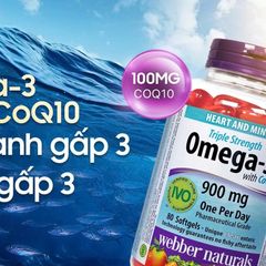 Dầu Cá Webber Naturals Omega 3 CoQ10 900mg - Hỗ Trợ Tim Mạch, Tăng Cường Sức Khỏe Tổng Thể - 80 Viên