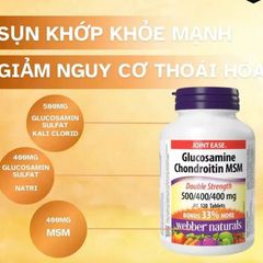 Viên Uống Hỗ Trợ Xương Khớp Webber Naturals Glucosamine MSM 120 Viên - Giúp Giảm Đau, Tăng Độ Linh Hoạt Cho Khớp