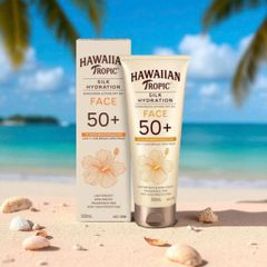 Kem Chống Nắng Mặt Hawaiian Tropic SPF 50+ Dịu Nhẹ 100ml - Bảo Vệ Da Toàn Diện Không Nhờn Rít, Hàng Nhập Úc