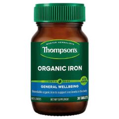 Viên uống sắt hữu cơ Thompson’s Organic Iron 30 viên - Bổ sung sắt hiệu quả, Hỗ trợ phòng ngừa thiếu máu, Không gây táo bón