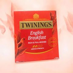 Trà Twinings English Breakfast Đậm Đà - Hộp 100 Túi Lọc Tiện Lợi Cho Gia Đình - Hương Vị Đậm Đà Thơm Ngon