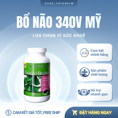 Viên Uống Bổ Não Ginkgo Biloba Mỹ 340 Viên - Tăng Cường Trí Nhớ, Hỗ Trợ Tinh Thần Sảng Khoái, Thực Phẩm Chức Năng Sức Khỏe