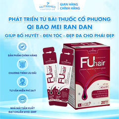 Gói uống Fuhair hỗ trợ bổ huyết, làm đen tóc, đẹp da cho phụ nữ (Hộp 20 gói x 10ml) - Nutramed