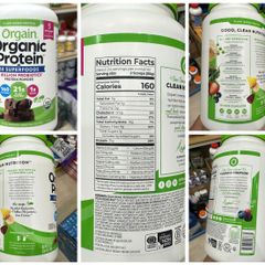 Bột Protein Hữu Cơ Orgain Organic Protein 1.20kg Vị Chocolate - Siêu Thực Phẩm Từ Mỹ, Bổ Sung Dinh Dưỡng 100% Organic