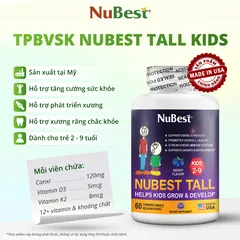 NuBest Tall Kids Thực Phẩm Bảo Vệ Sức Khỏe Hỗ Trợ Phát Triển Xương, Giúp Xương Chắc Khỏe Cho Trẻ từ 2-9 Tuổi (Viên Nhai)