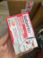 SUDAFED PE Pressure + Pain 24 Viên - Giảm nghẹt mũi Hiệu Quả, Giảm Đau Nhẹ, Thực Phẩm Chức Năng An Toàn