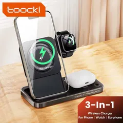 Sạc Nhanh Không Dây 3in1 Toocki - Sạc 15W An Toàn, Gọn Gàng, Tương Thích iPhone, Samsung, Đồng Hồ Thông Minh