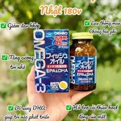 Dầu Cá Omega 3 Orihiro Nhật Bản - Giúp Sáng Mắt, Thông Minh, Tăng Cường Trí Não - Lọ 180 Viên Hữu Ích cho Trẻ Em và Người Lớn