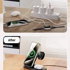 Sạc Nhanh Không Dây 3in1 Toocki - Sạc 15W An Toàn, Gọn Gàng, Tương Thích iPhone, Samsung, Đồng Hồ Thông Minh