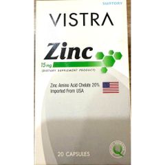 Viên Uống Kẽm VISTRA 15 MG - Hỗ Trợ Tăng Cường Sức Đề Kháng - Hộp 20 Viên Bổ Sung Vitamin Và Khoáng Chất