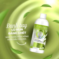 Nước Hoa Hồng Toner Eveline Trà Xanh Match Kiềm Dầu Magma 400ml - Dưỡng Da Chống Oxy Hóa, Phục Hồi Độ Ẩm Từ Chiết Xuất Tự Nhiên