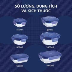 Hộp đựng thực phẩm thủy tinh Luminarc Purebox Putina hình tròn 650ml - Chịu nhiệt, an toàn cho sức khỏe gia đình