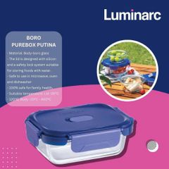 Hộp Đựng Thực Phẩm Thủy Tinh Luminarc Purebox - An Toàn Lò Vi Sóng, Máy Rửa Bát, Dung Tích 650ml/800ml/1040ml