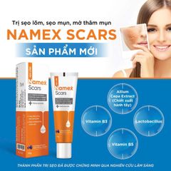 Gel Hỗ Trợ Namex Scars - Kem Giảm Sẹo Lồi, Lõm, Mờ Thâm Mụn 15g - Hỗ Trợ Làm Mịn Da, Phục Hồi Tình Trạng Da Sau Mụn