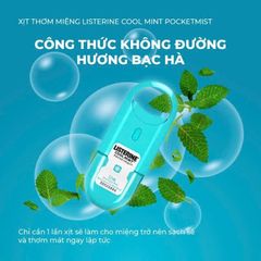 Xịt thơm miệng Listerine Pocketmist Cool Mint 7.7ml x2 - Giải pháp nhanh chóng cho hơi thở thơm mát mọi lúc mọi nơi