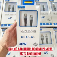 Dây Sạc Điện Thoại Docomi 30W - Cáp Sạc Nhanh Chất Lượng Cao Với Đầu TY-C và Lingtining - Bảo Hành Lỗi Đổi Mới