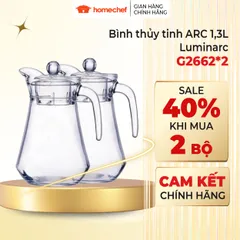 Bộ 2 Bình Đựng Nước Thủy Tinh Luminarc ARC Màu Trắng 1.3L - Thiết Kế Hiện Đại, An Toàn Và Tiện Lợi cho Bếp Nhà Bạn
