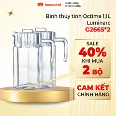 Bình Đựng Nước Thủy Tinh Luminarc Octime 1.6L G2665 - Nắp Kín, Thiết Kế Hiện Đại, An Toàn cho Sức Khỏe, Phù Hợp Mọi Mục Đích Sử Dụng