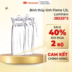 Bộ 2 bình/ Bình đựng nước thủy tinh Luminarc Flame 1.3L J8535 | Hàng chính hãng