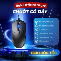 Chuột Gaming Có Dây BAK MS139 - Chuột Văn Phòng Chống Ồn, Thiết Kế Ergonomic, Dùng Cho Máy Tính và Laptop