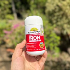 Viên Uống Bổ Sung Sắt Nature's Way Hight Strength Iron + Vitamin C & B12 - 30 Viên Tăng Cường Hồng Cầu, Miễn Dịch, Năng Lượng