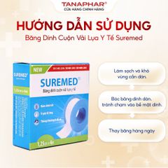 Băng Dính Cuộn Vải Lụa Y Tế Suremed Combo 3 Cuộn 1.25x4m - Chất lượng cao, an toàn cho da nhạy cảm, dùng cho vết thương và y tế