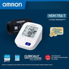 Máy Đo Huyết Áp Bắp Tay Omron HEM-7156T - Phát Hiện Nhịp Tim Bất Thường, Kết Nối Bluetooth - Bảo Hành Chính Hãng 5 Năm