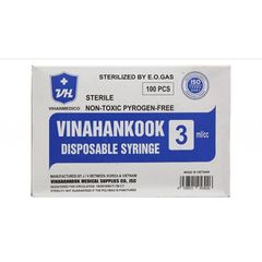 Bơm Kim Tiêm Vinahankook 3ml/cc - Hộp 100 Cây Chất Lượng Cao, An Toàn Y Tế, Sử Dụng 1 Lần
