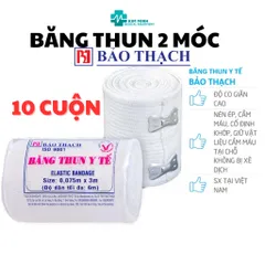 Bịch 10 Cuộn Băng Thun Y Tế Bảo Thạch 2 Móc - Độ Co Dãn Cao, Giặt Được, Dùng Trong Bệnh Viện, Hỗ Trợ Chấn Thương