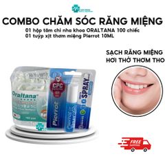 Combo Tăm Chỉ Nha Khoa Oraltana 50c & Xịt Thơm Miệng Pierrot 10ml - Giải Pháp Chăm Sóc Răng Miệng Sạch Sẽ, Thơm Mát, Ngăn Hôi Miệng