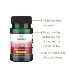 Viên Uống Hỗ Trợ Sức Khỏe Tim Mạch Resveratrol 100mg Swanson 30 Viên - Bảo Vệ Tim Khỏe, Hỗ Trợ Tuổi Thọ, Xuân Lành