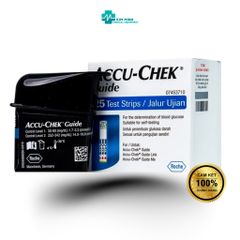 Hộp 25 Que Thử Đường Huyết ACCU-CHEK Guide - Chính Hãng, Đo 4 Loại Máu, Độ Chính Xác ISO 15197:2013, Dễ Sử Dụng, Hạn Sử Dụng đến 06/2026