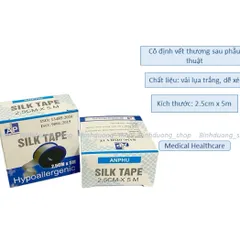 Combo 5 Cuộn Băng Keo Lụa An Phú 2,5cm x 5m - Băng Vết Thương Sau Phẫu Thuật, Dính Chắc, Thoáng Da, Không Gây Dị Ứng