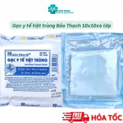 Gạc Y Tế Tiệt Trùng Bảo Thạch 10x10x6 Lớp - Bịch 10 Miếng, Thấm Hút Nhanh, Thân Thiện Môi Trường, Dùng Trong Phòng Mổ