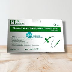 Kim Bướm Lấy Máu Chân Không 23G Có Khóa An Toàn - Hộp 100 Chiếc, Kim Luồn Tĩnh Mạch Đảm Bảo An Toàn và Tiện Lợi