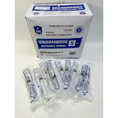 Bơm Kim Tiêm 5ml VINAHANKOOK Dùng 1 Lần - Hộp 100 Chiếc Vô Trùng Cho Y Tế, An Toàn Và Chất Lượng Cao