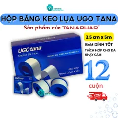 Băng Dính Lụa Y Tế UGOTANA 2.5cm x 5m - Hộp 12 Cuộn, Băng Băng Thoáng, Dính Cao, Dụng Cụ Y Khoa Thiết Yếu