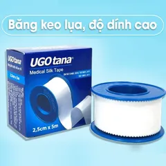 Băng Dính Lụa Y Tế UGOTANA 2.5cm x 5m - Hộp 12 Cuộn, Băng Băng Thoáng, Dính Cao, Dụng Cụ Y Khoa Thiết Yếu