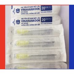 Hộp 100 cây đầu kim tiêm y tế Vinahankook 18G 20G 23G 25G 26G - Kim chích vaccine và thuốc an toàn, chất lượng cao