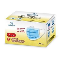 Khẩu Trang Y Tế 4 Lớp Phamatech Kháng Khuẩn - Bảo Vệ Sức Khỏe Chống Tia UV, Lọc Vi Khuẩn - Hộp 50 Chiếc