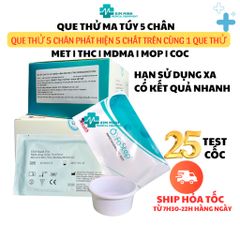 Hộp Test Nhanh Ma Túy Tổng Hợp 5 Chân Fastep - Phát Hiện MOP, MET, MDMA, THC, COC - 25 Que Xét Nghiệm An Toàn Tại Nhà
