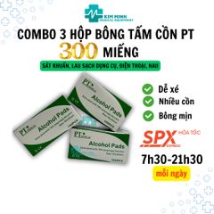 Combo 3 Hộp Bông Tẩm Cồn Khô Sát Trùng Alcohol Pads PT MEDICAL - 300 Miếng Tiện Lợi, An Toàn Cho Gia Đình