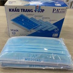 Hộp Khẩu Trang Y Tế 4 Lớp Kháng Khuẩn PA Medical Màu Xanh - An Toàn, Dễ Sử Dụng (50 cái)