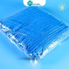 Bịch 100 Nón Đội Đầu Trùm Tóc Xanh Dùng Một Lần - Mũ Không Dệt Phòng Sạch, Chống Bụi, Bảo Vệ Tóc