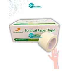 Hộp 12 Cuộn Băng Keo Giấy Greetmed 2.5cm x10yds - Băng Dính Y Tế Không Dị Ứng, Dễ Dàng Sử Dụng và Tiết Kiệm