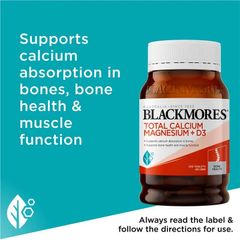 Viên Uống Blackmores Total Calcium Magnesium + D3 - Bổ Sung Canxi và Vitamin D3 Hỗ Trợ Xương Khớp - 200 Viên Úc