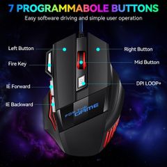 Chuột Gaming Có Dây BAK G6 - 6 Nút, Đèn LED RGB Tùy Chỉnh DPI, Thiết Kế Ergonomic, Phụ Kiện Chơi Game Cao Cấp